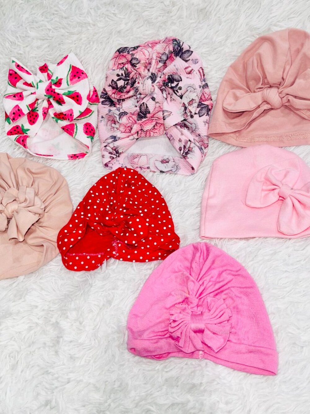7 Baby Turban Head Bows Infants Hat Beanie Girls